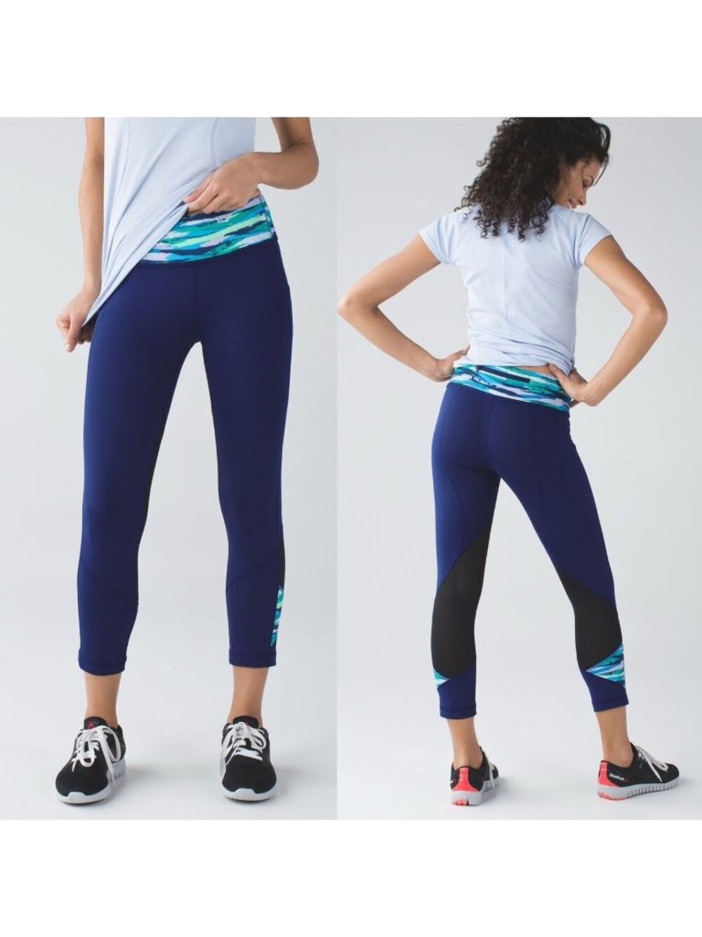 Lululemon Pace Rival Crop Hero Blue Seven Wonders Multi Size 4 Leggings